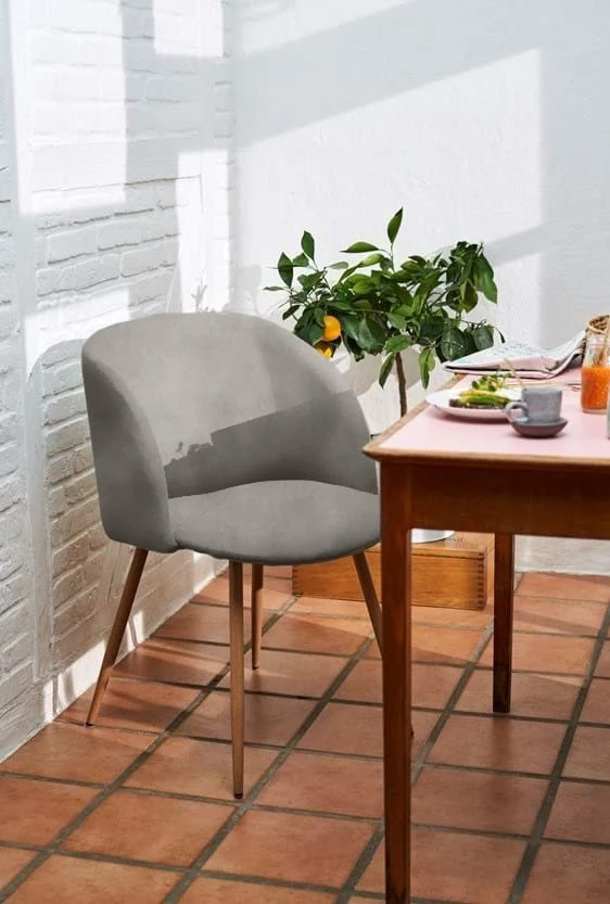 Chaise en velours, 55,5x60xH83 cm - YPOS