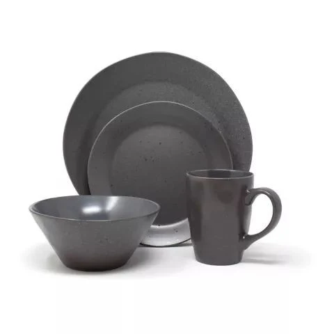 Assiette plate en céramique, grise anthracite, D25 cm - WEST