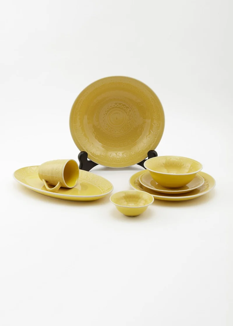 Assiette plate en céramique jaune, D25 cm - MONIKA