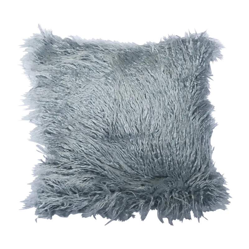 Coussin fourrure uni à poils longs, 45x45CM - SHAGGY
