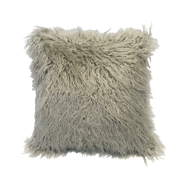 Coussin fourrure uni à poils longs, 45x45CM - SHAGGY