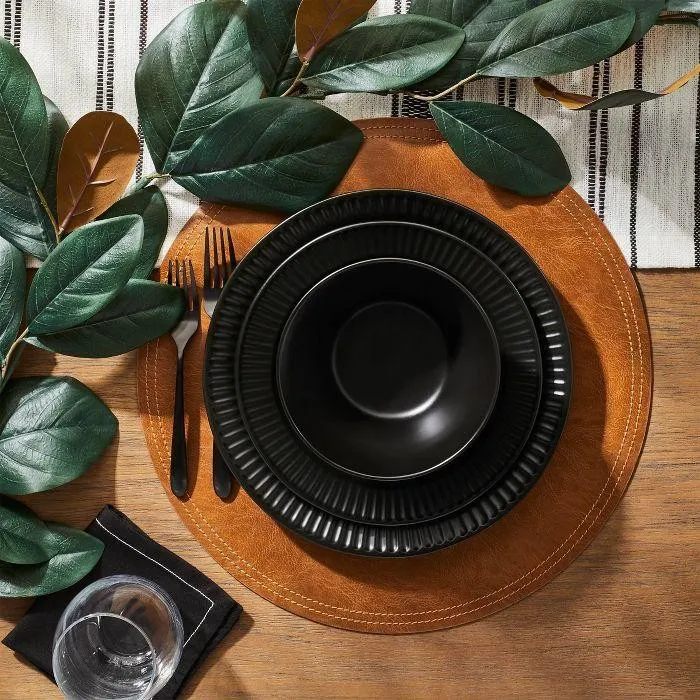 Assiette dessert en céramique à motifs noirs, D18CM - SILAS