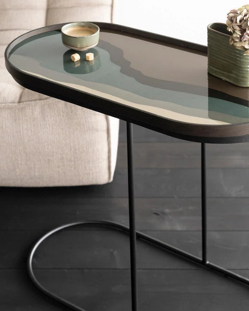 Plateau en verre WABI SABI Graphite Oblong - 71x36