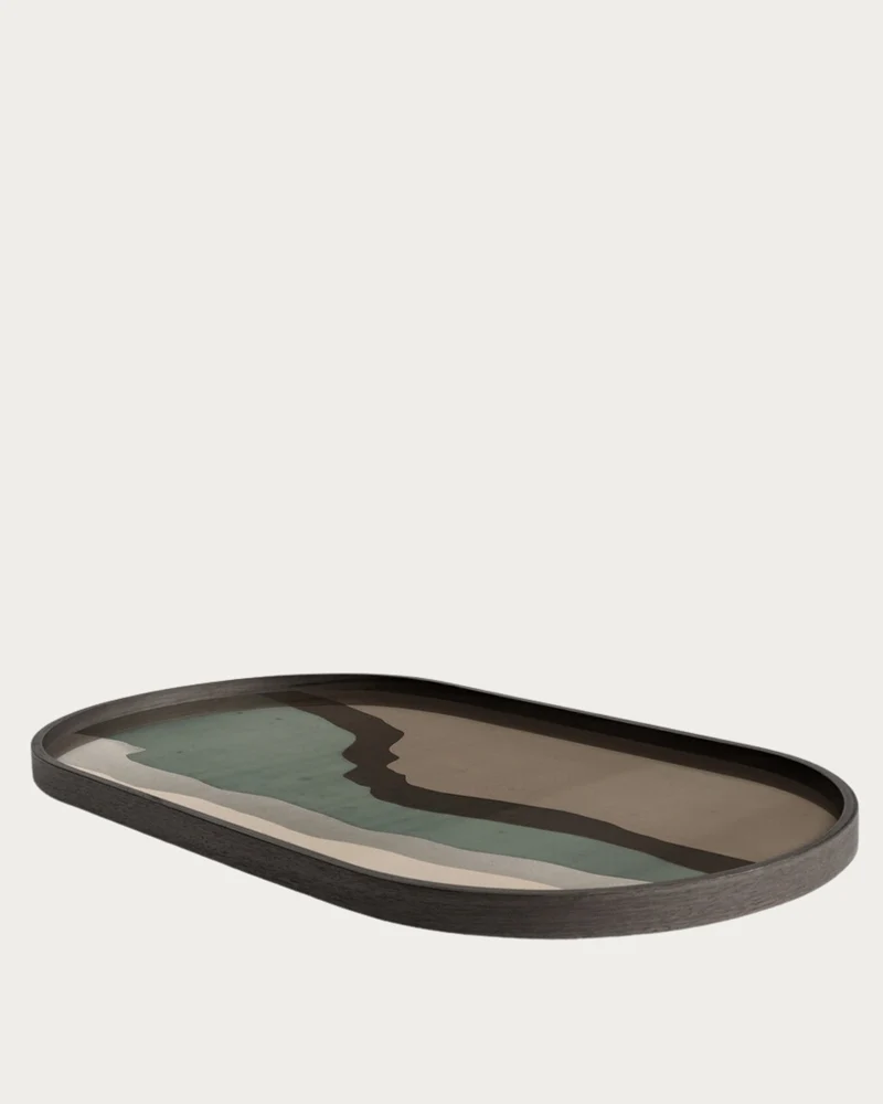 Plateau en verre WABI SABI Graphite Oblong - 71x36