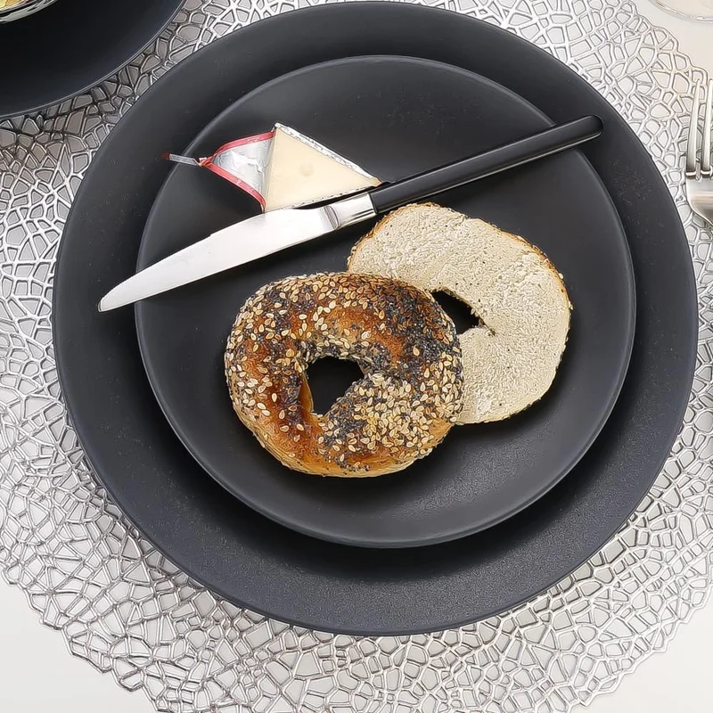 PANTERA Assiette plate en céramique mat noir D27 cm