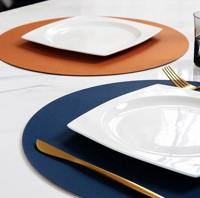 Set de table rond en PU inspiration cuir, D38CM