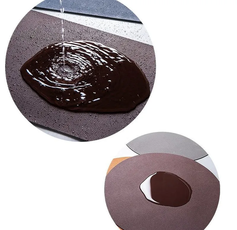 Set de table rond en PU inspiration cuir, D38CM