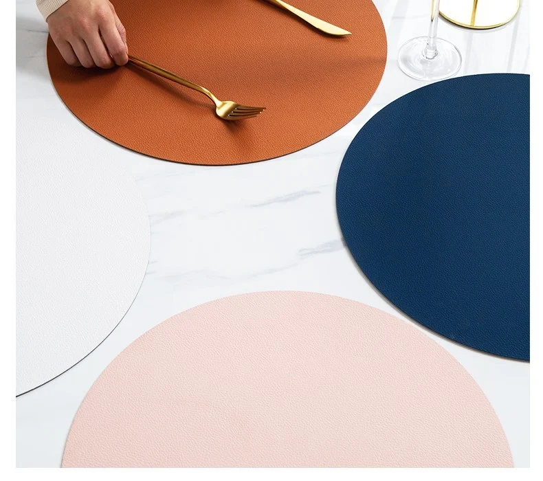 Set de table rond en PU inspiration cuir, D38CM