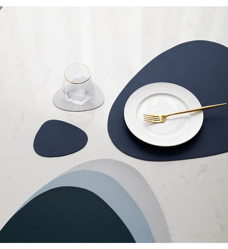 Set de table galet forme de pierre en cuir pu