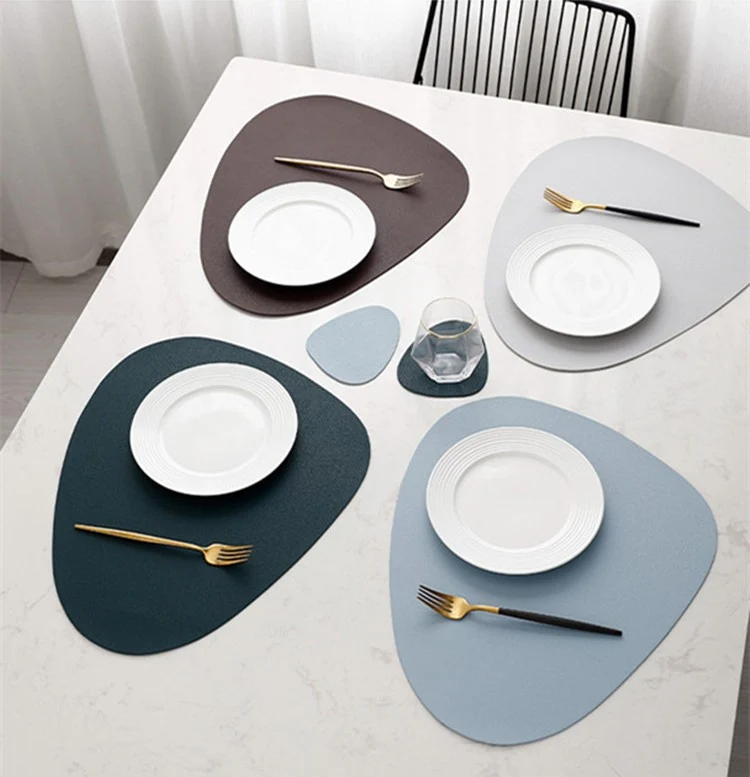 Set de table galet forme de pierre en cuir pu