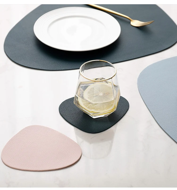 Set de table galet forme de pierre en cuir pu