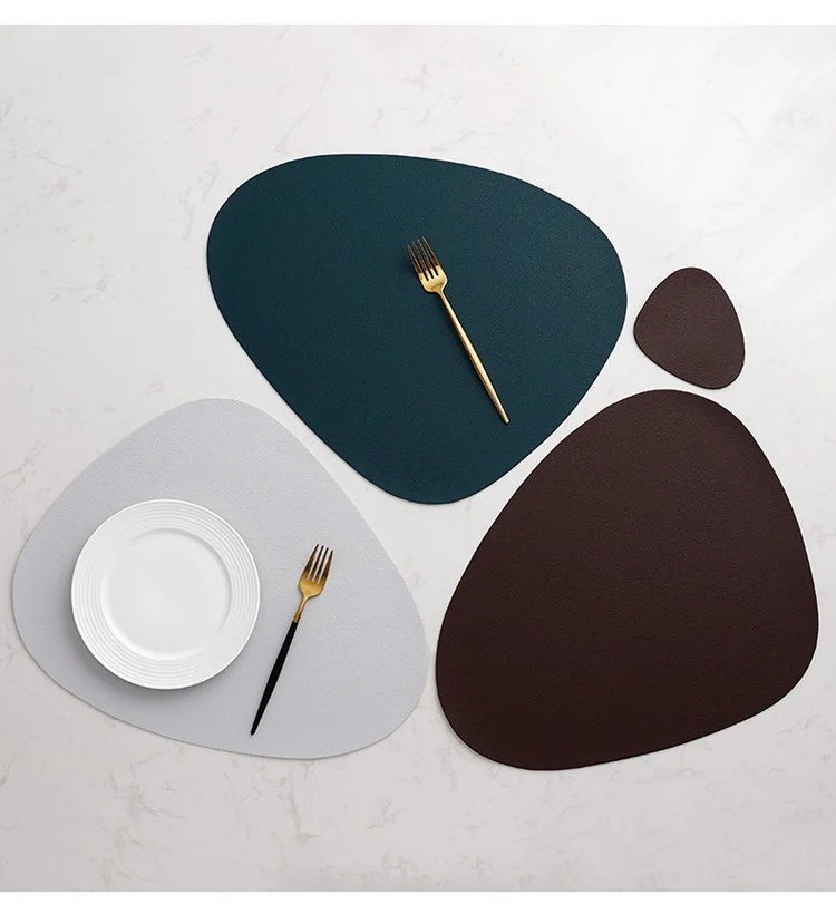 Set de table galet forme de pierre en cuir pu