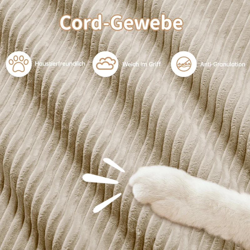 Canapé d'angle modulable en velours côtelé beige avec pouf et accoudoirs courbés, sans montage FLEX CLOCK