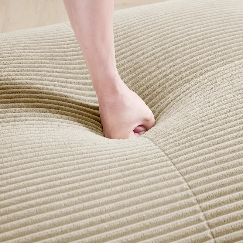 Canapé modulable 4 places en velours côtelé beige et accoudoirs courbés, sans montage FABRIC TABLE