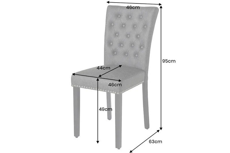 Lot de 2x chaises Chesterfield CASTLE velours noir bois massif rivets décoratifs avec poignée confort