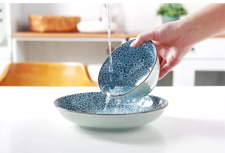 Bol en céramique blanc à motif bleu, D13CM - YACHIYO
