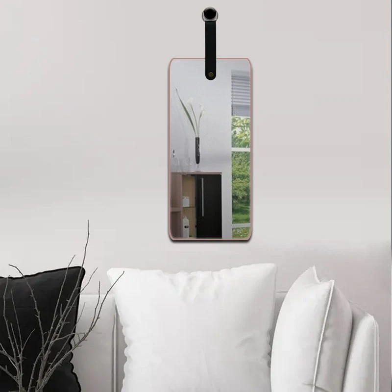 Miroir LAURE a Suspendre avec anse en PU noir 14x28,5 cm
