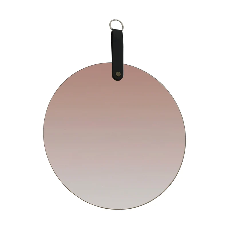 Miroir ZOEY a Suspendre avec anse en PU noir D25 cm