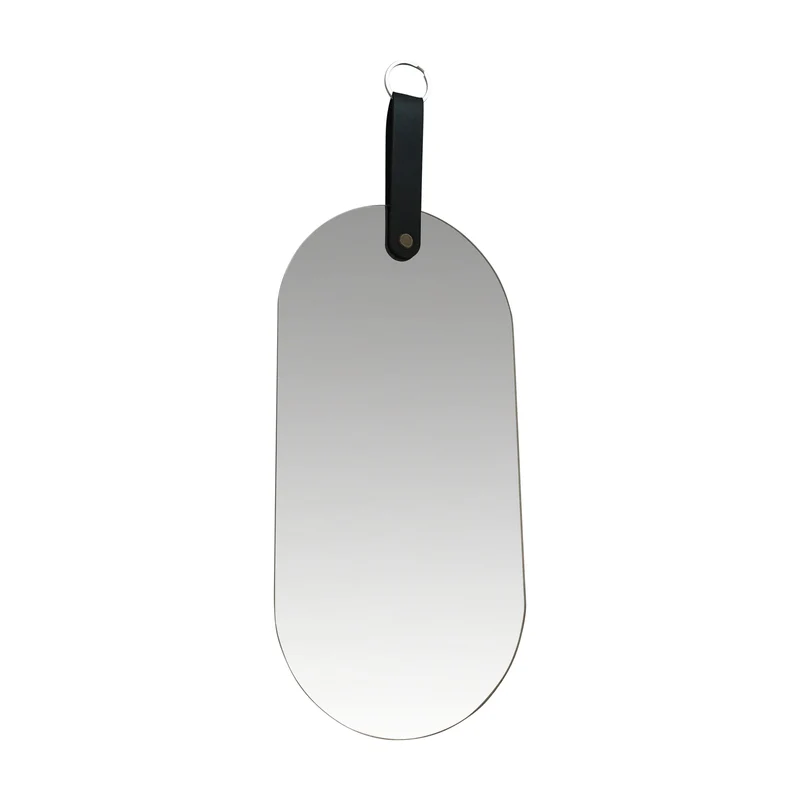 Miroir MORITZ a Suspendre avec anse en PU noir 15x30 cm