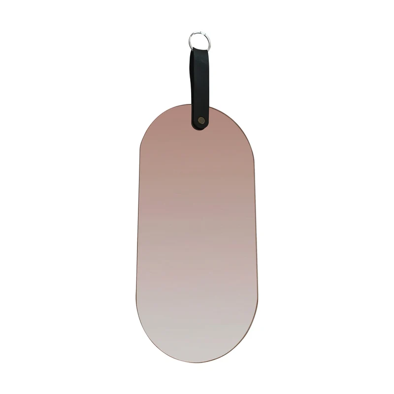 Miroir MORITZ a Suspendre avec anse en PU noir 15x30 cm