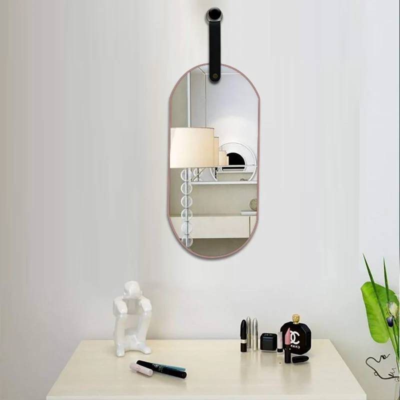 Miroir MORITZ a Suspendre avec anse en PU noir 15x30 cm