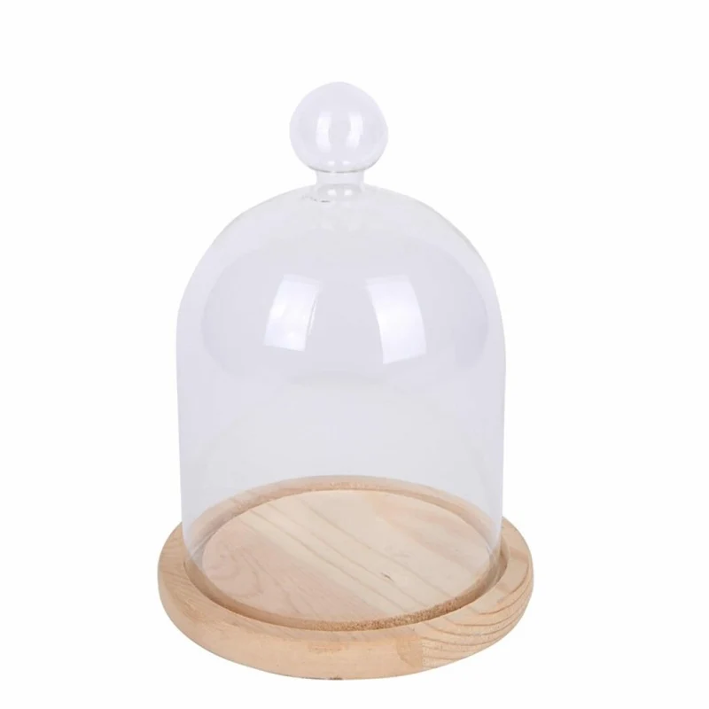 Cloche en verre YOKUSUKA avec base en bois H14CM