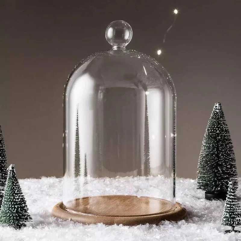 Cloche en verre YOKUSUKA avec base en bois H14CM