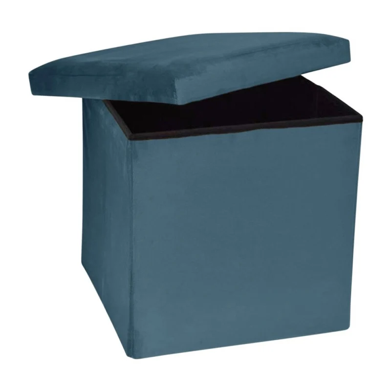 Pouf pliant coffre rangement en velours range tout