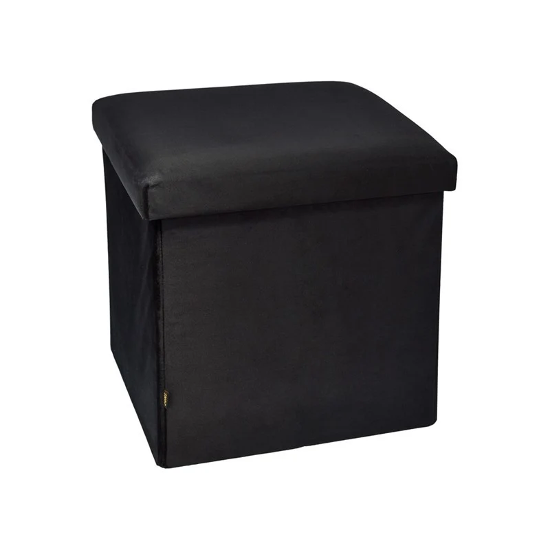 Pouf pliant coffre rangement en velours range tout