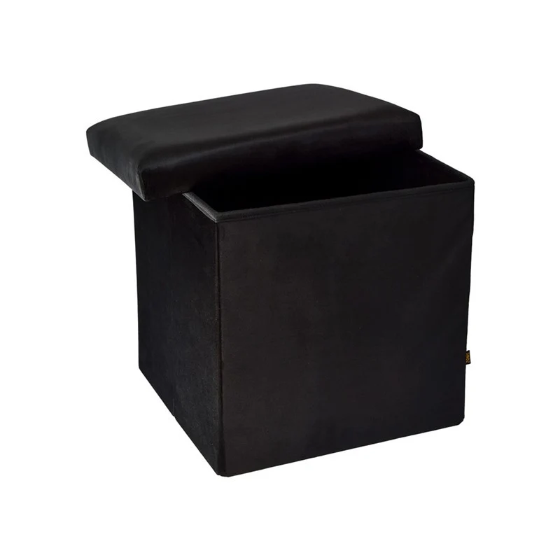 Pouf pliant coffre rangement en velours range tout