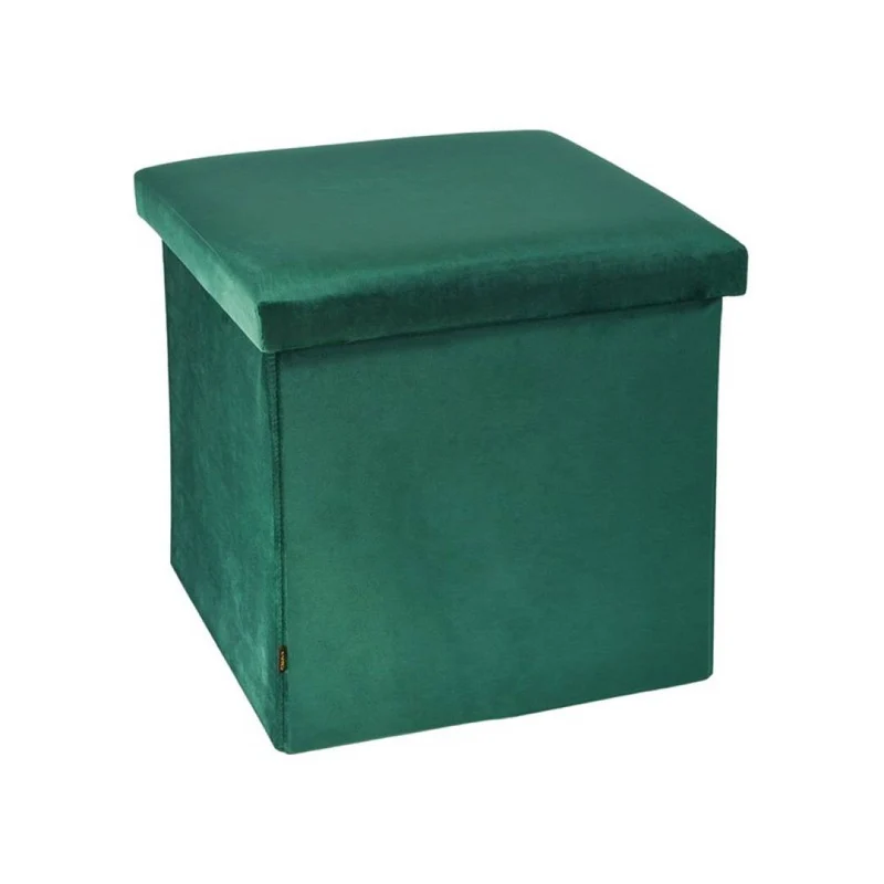 Pouf pliant coffre rangement en velours range tout