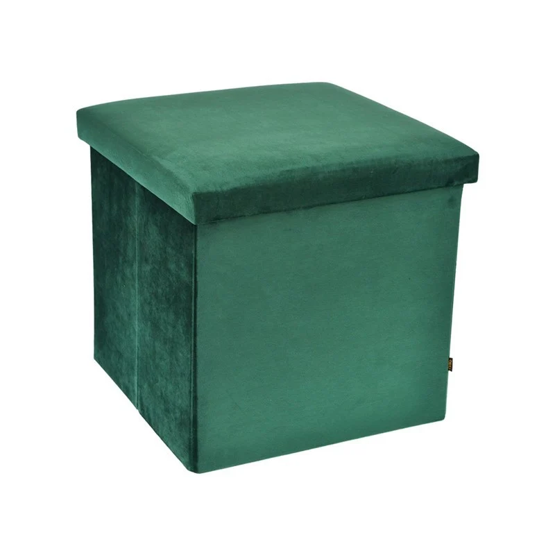 Pouf pliant coffre rangement en velours range tout