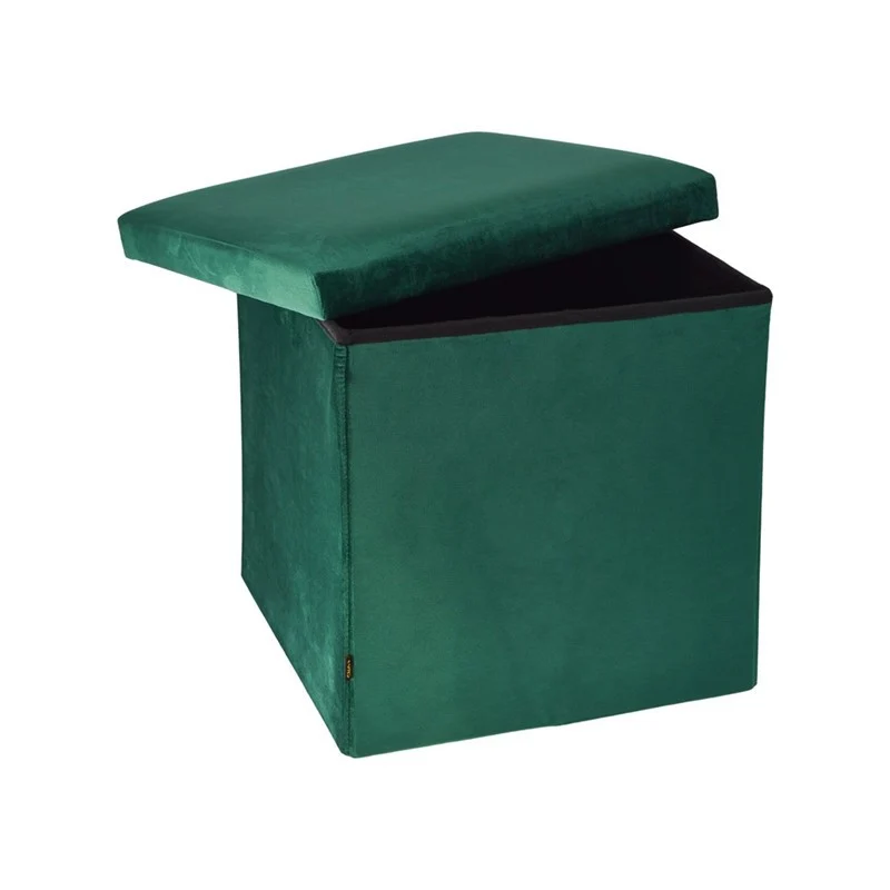 Pouf pliant coffre rangement en velours range tout