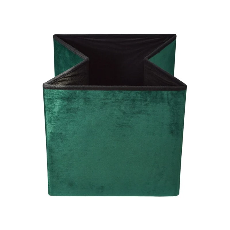 Pouf pliant coffre rangement en velours range tout