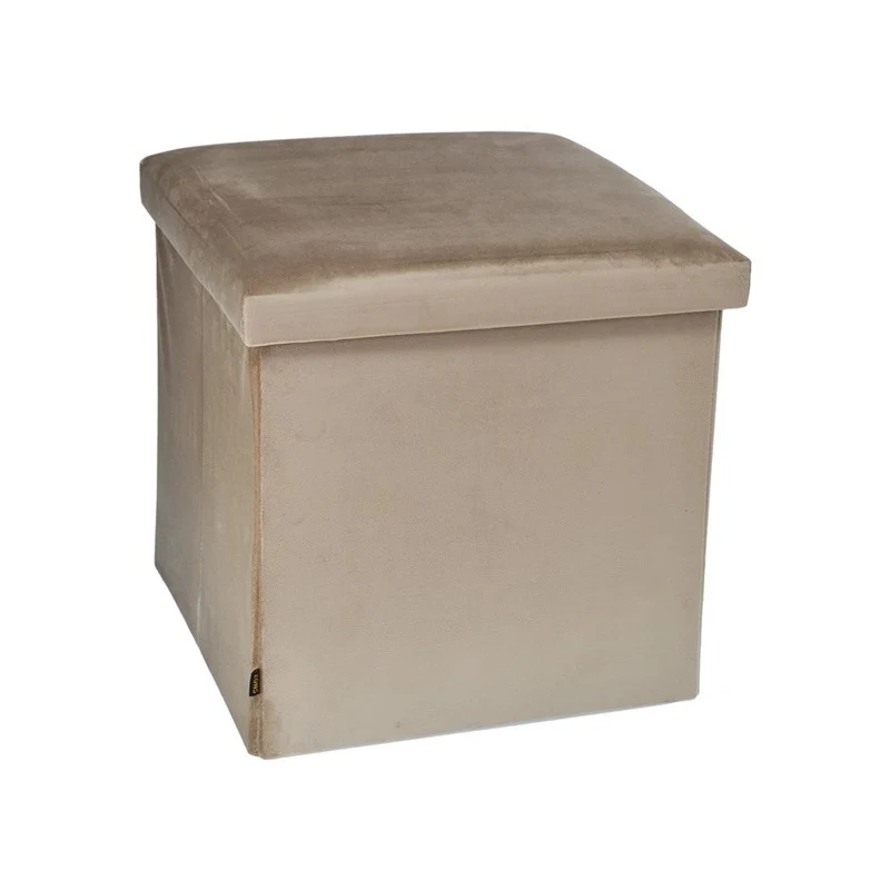 Pouf pliant coffre rangement en velours range tout