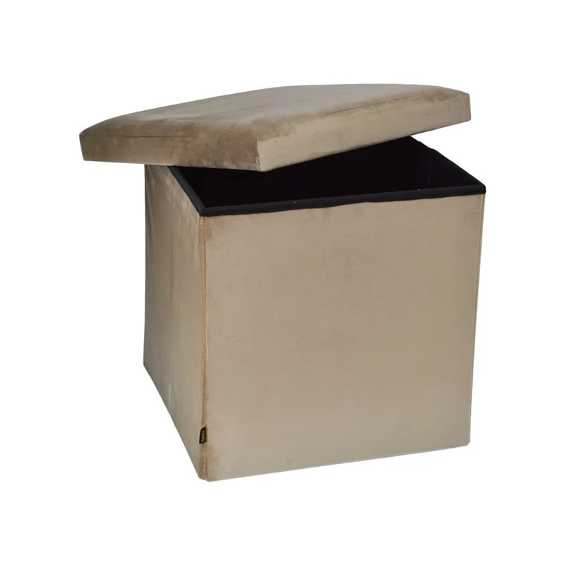 Pouf pliant coffre rangement en velours range tout