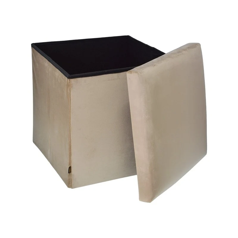 Pouf pliant coffre rangement en velours range tout