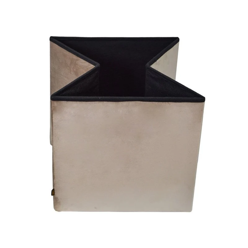 Pouf pliant coffre rangement en velours range tout