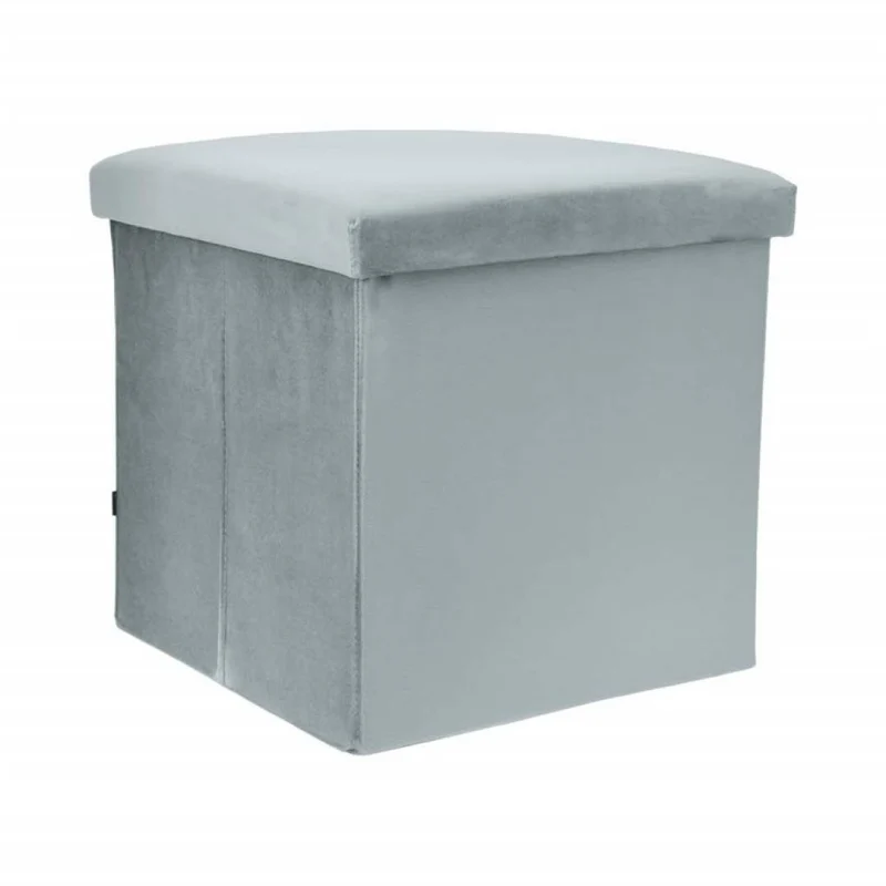 Pouf pliant coffre rangement en velours range tout