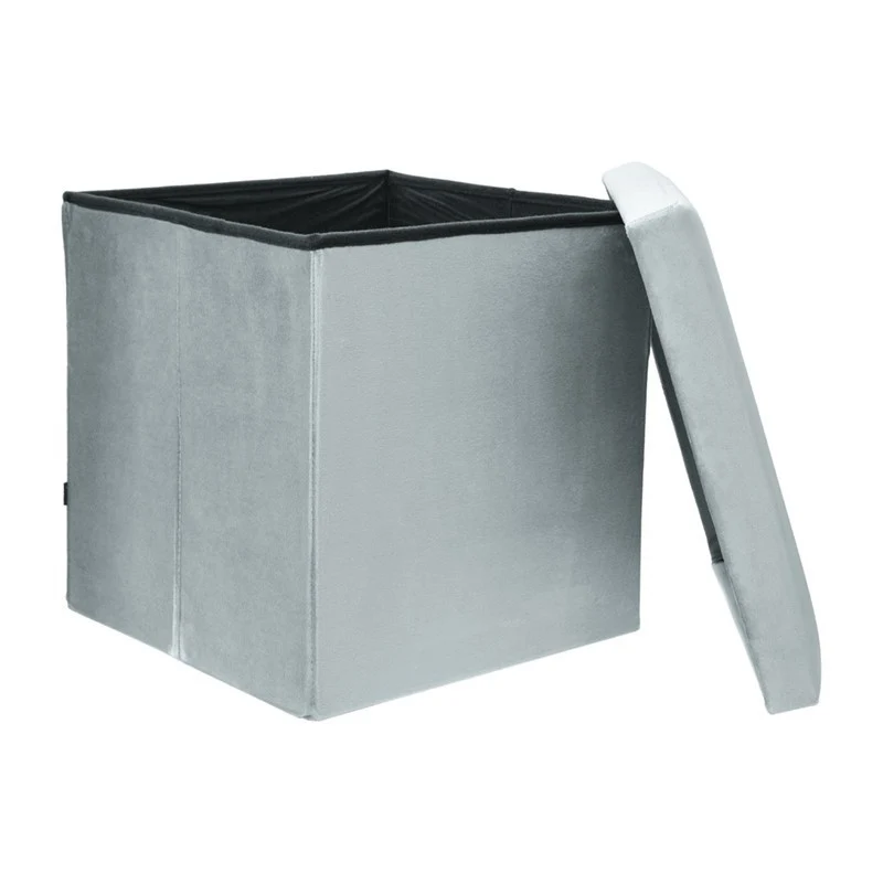 Pouf pliant coffre rangement en velours range tout