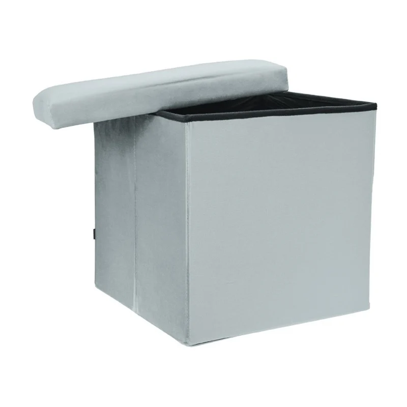 Pouf pliant coffre rangement en velours range tout