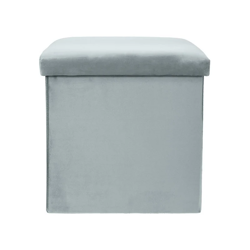 Pouf pliant coffre rangement en velours range tout