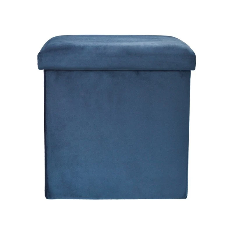 Pouf pliant coffre rangement en velours range tout