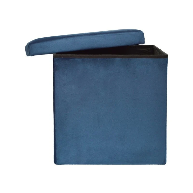 Pouf pliant coffre rangement en velours range tout