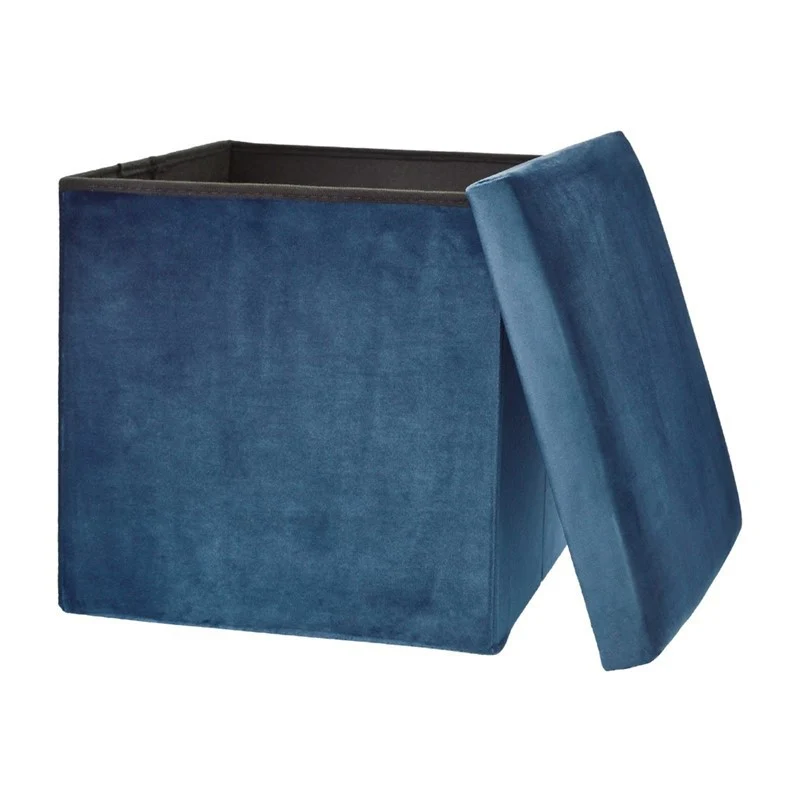 Pouf pliant coffre rangement en velours range tout