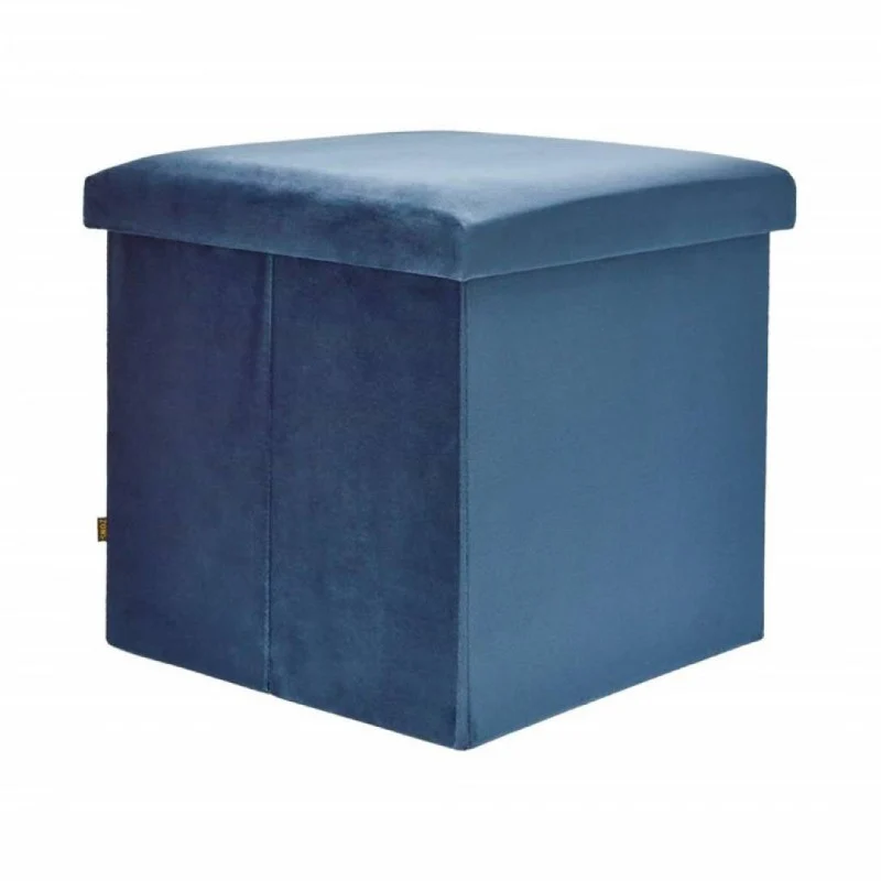 Pouf pliant coffre rangement en velours range tout