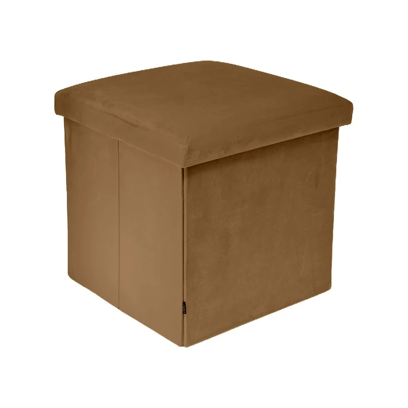 Pouf pliant coffre rangement en velours range tout