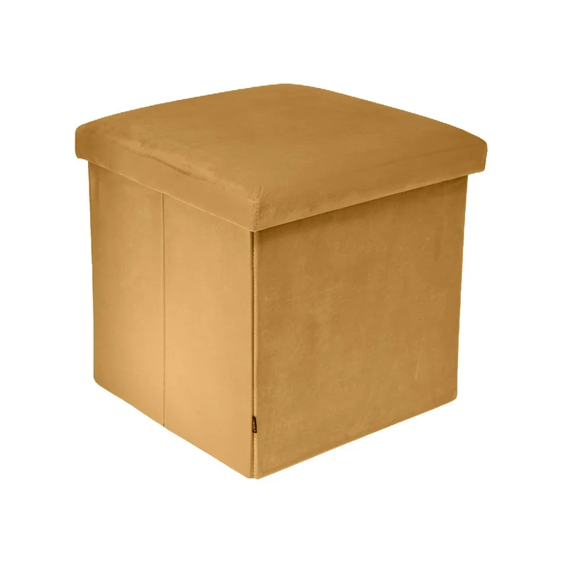 Pouf pliant coffre rangement en velours range tout
