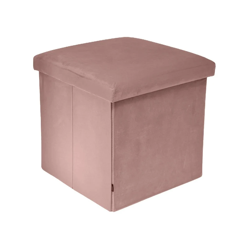 Pouf pliant coffre rangement en velours range tout