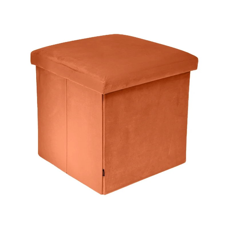 Pouf pliant coffre rangement en velours range tout